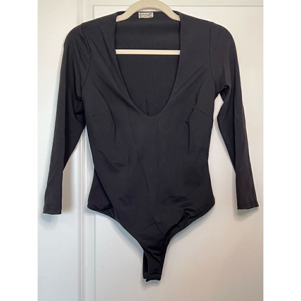 Free People Intimately Black Bodysuit Long Sleeve